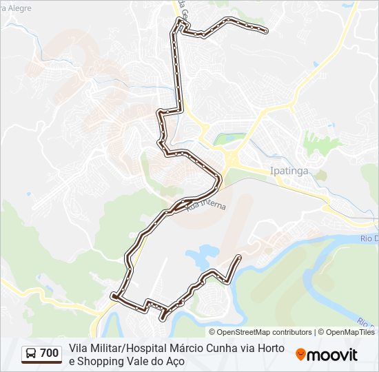 Mapa da linha 700 de ônibus