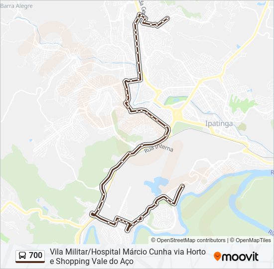 Mapa da linha 700 de ônibus