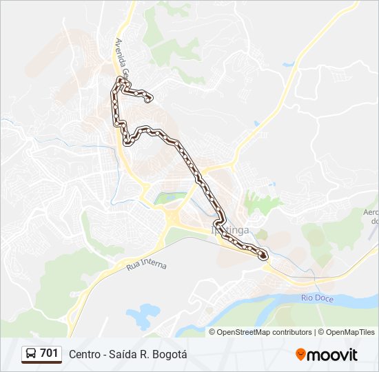 Mapa da linha 701 de ônibus