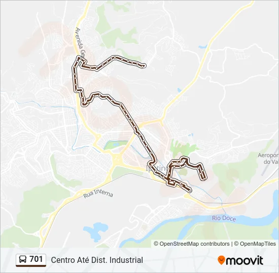 Mapa da linha 701 de ônibus