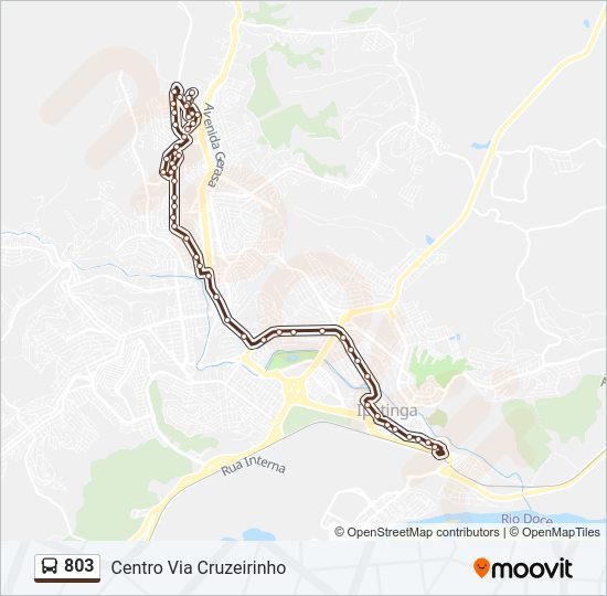 Mapa da linha 803 de ônibus