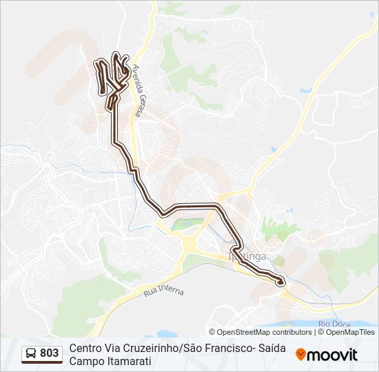 Mapa da linha 803 de ônibus