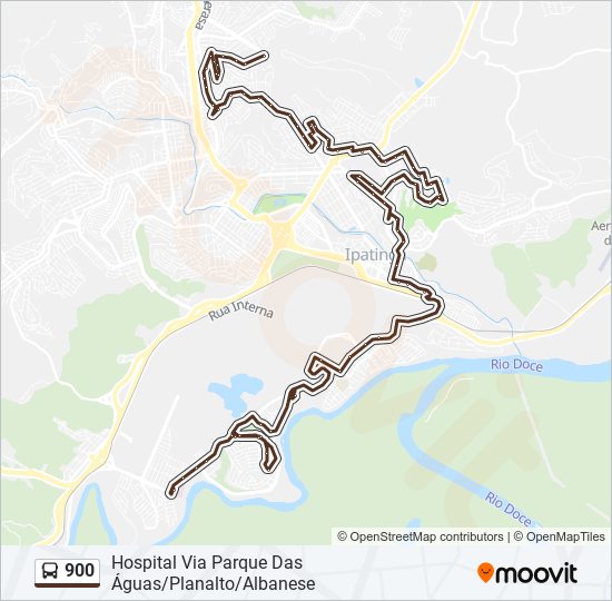 Mapa da linha 900 de ônibus