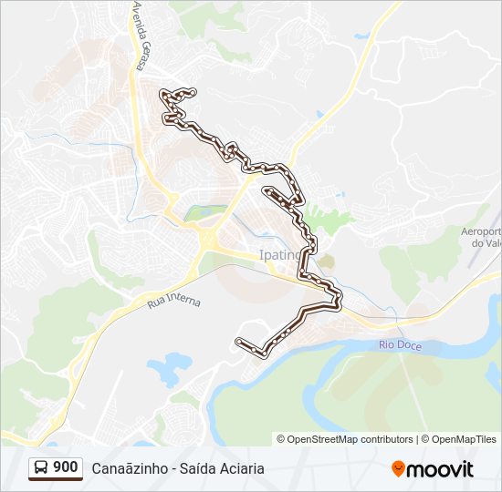 Mapa da linha 900 de ônibus