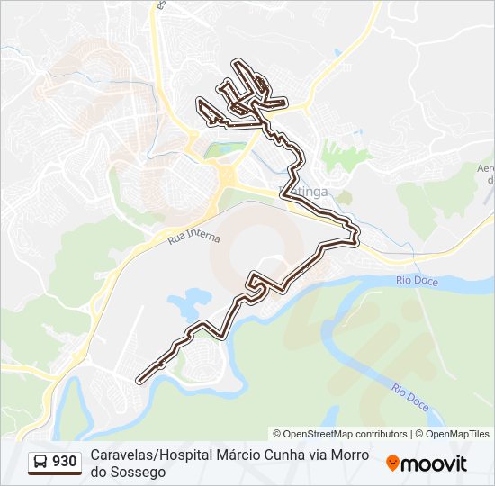 Mapa da linha 930 de ônibus