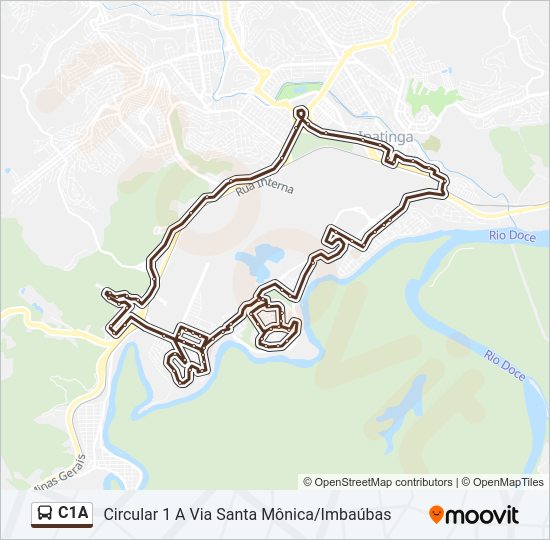 Mapa da linha C1A de ônibus