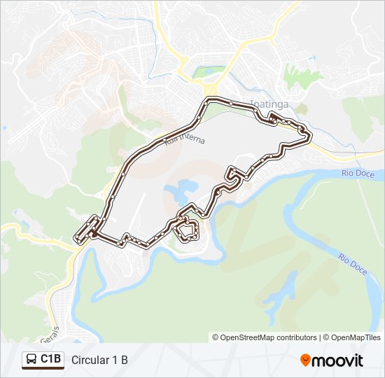 Mapa da linha C1B de ônibus