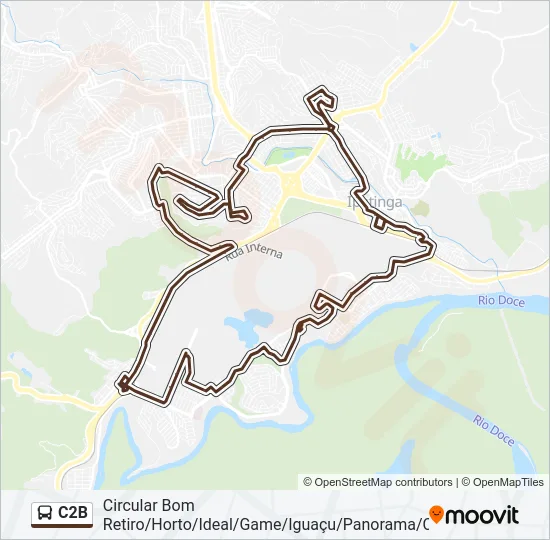 Mapa da linha C2B de ônibus
