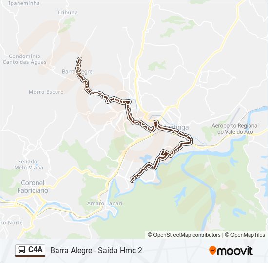 Mapa da linha C4A de ônibus