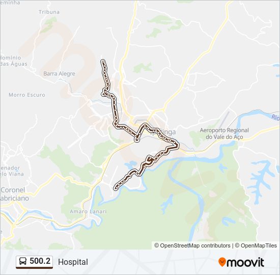 Mapa da linha 500.2 de ônibus