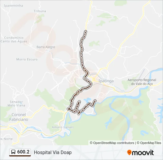 Mapa da linha 600.2 de ônibus