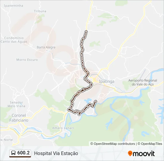 Mapa da linha 600.2 de ônibus