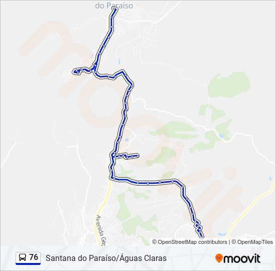 Mapa da linha 76 de ônibus