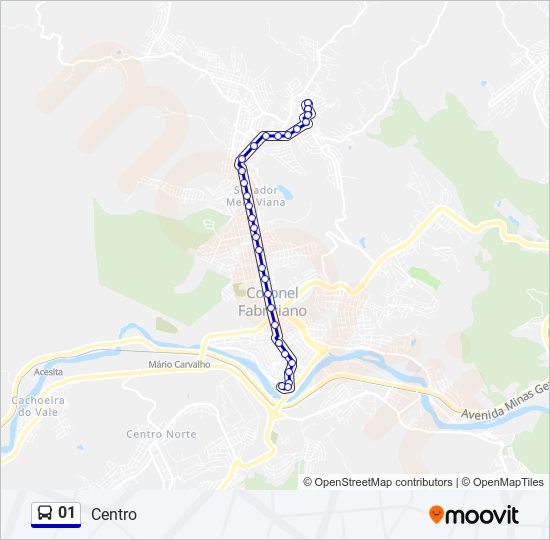 Mapa da linha 01 de ônibus