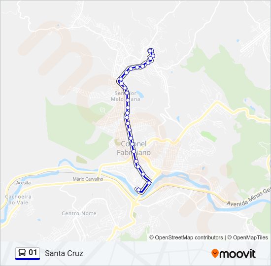 Mapa da linha 01 de ônibus