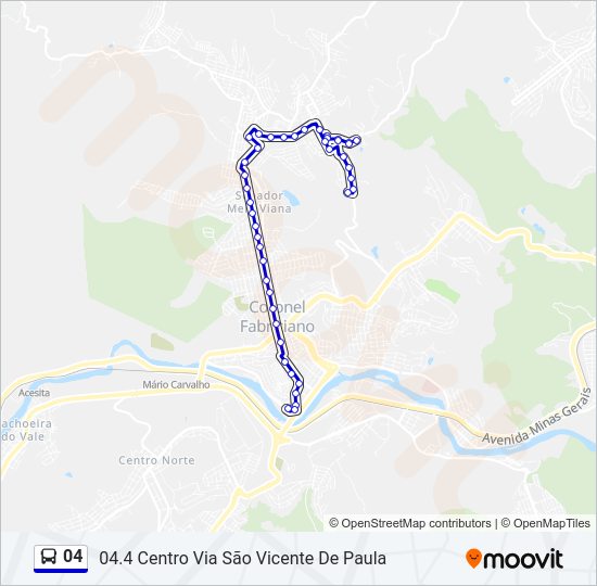Mapa da linha 04 de ônibus