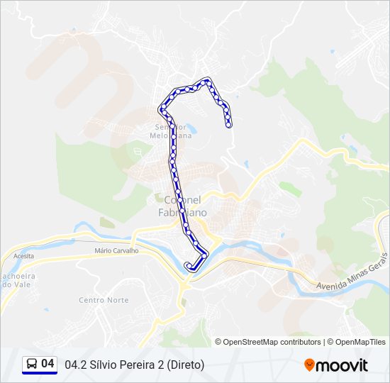 Mapa da linha 04 de ônibus