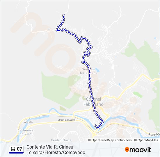 Mapa da linha 07 de ônibus