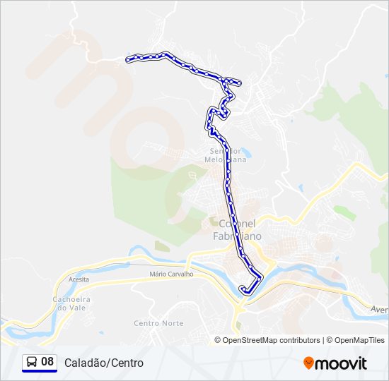 Mapa da linha 08 de ônibus