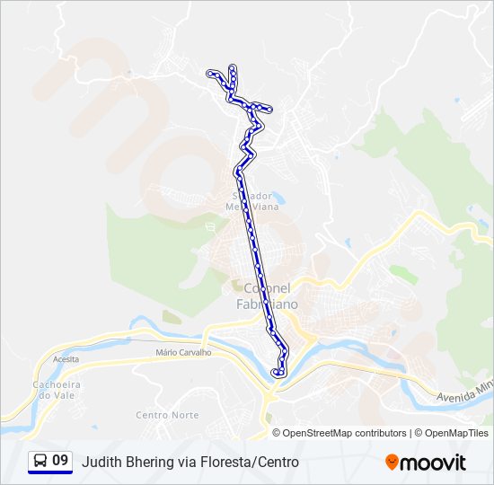 Mapa da linha 09 de ônibus