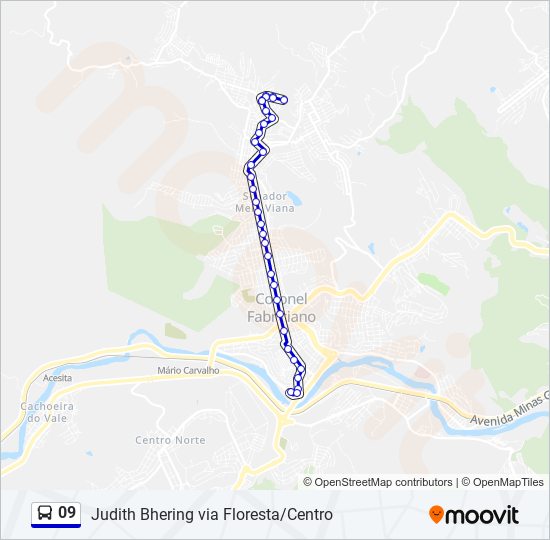 Mapa da linha 09 de ônibus