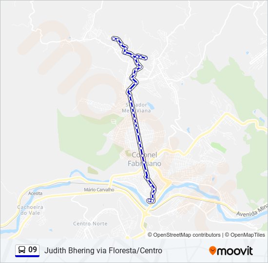 Mapa da linha 09 de ônibus