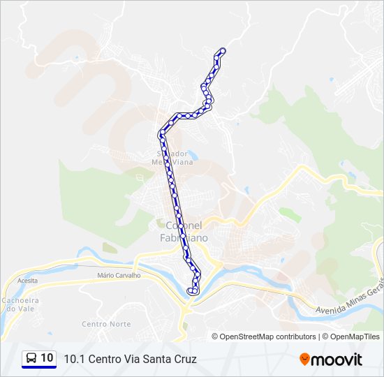 Mapa da linha 10 de ônibus