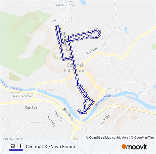 Mapa da linha 11 de ônibus