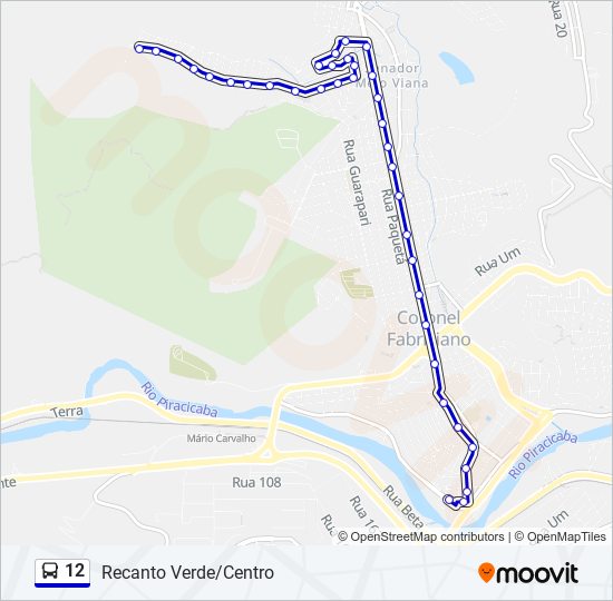 Mapa da linha 12 de ônibus