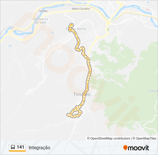 Mapa da linha 141 de ônibus