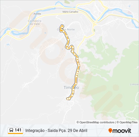 Mapa da linha 141 de ônibus