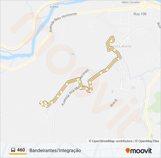 Mapa da linha 460 de ônibus