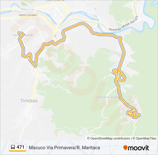 Mapa da linha 471 de ônibus