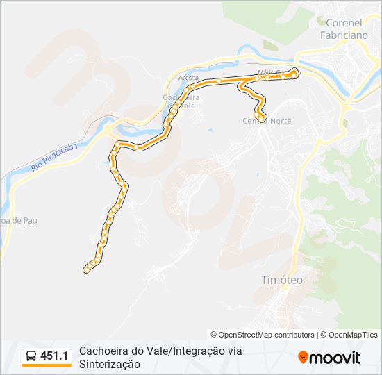 Mapa da linha 451.1 de ônibus