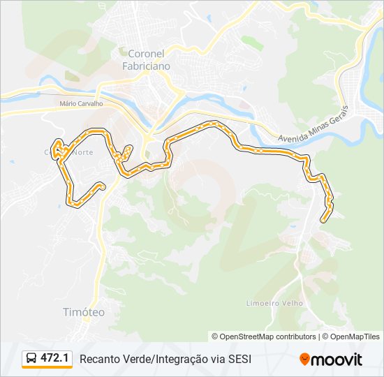 Mapa da linha 472.1 de ônibus