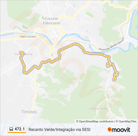 Mapa da linha 472.1 de ônibus