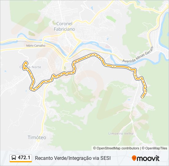 Mapa da linha 472.1 de ônibus