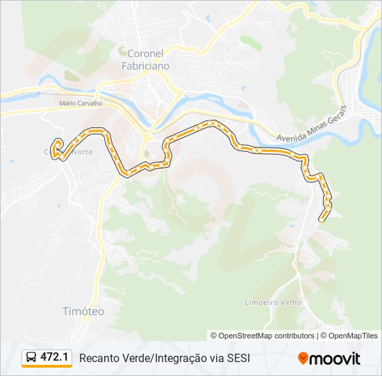 Mapa da linha 472.1 de ônibus