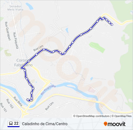 Mapa da linha 22 de ônibus