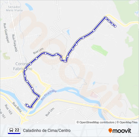 Mapa da linha 22 de ônibus