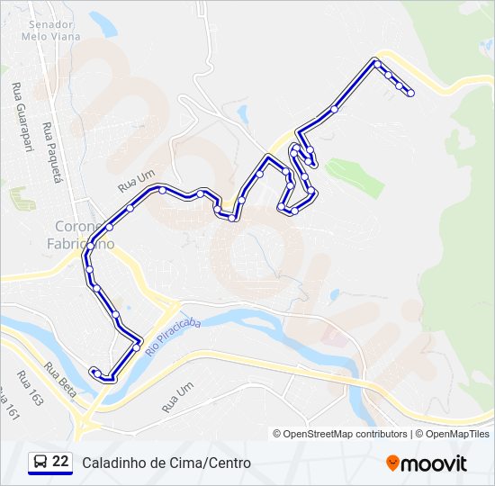 Mapa da linha 22 de ônibus