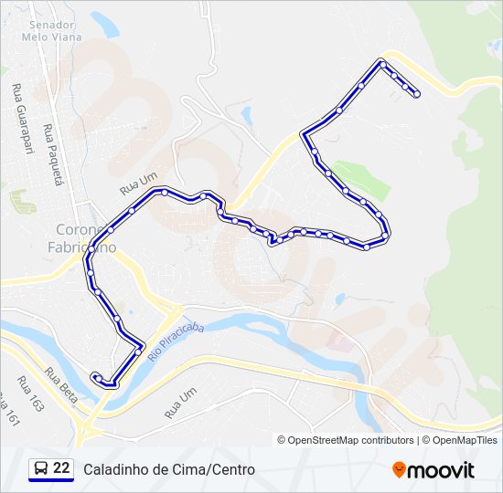 Mapa da linha 22 de ônibus