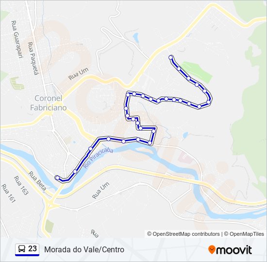 Mapa da linha 23 de ônibus