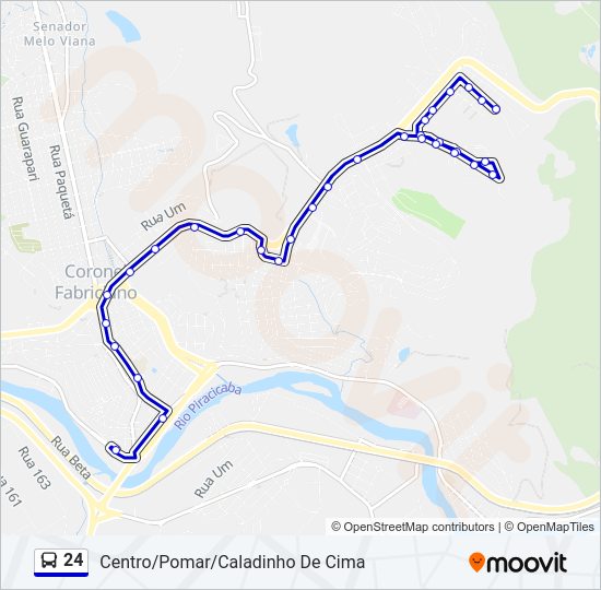 Mapa da linha 24 de ônibus