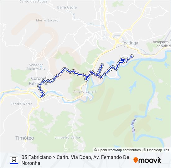 Mapa da linha UNIVALE 3179 de ônibus