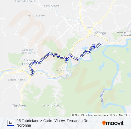 Mapa da linha UNIVALE 3179 de ônibus