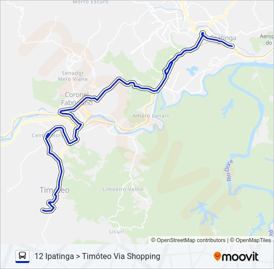 Mapa da linha UNIVALE 3182 de ônibus