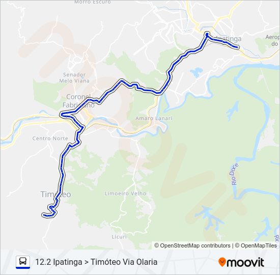 Mapa da linha UNIVALE 3182 de ônibus