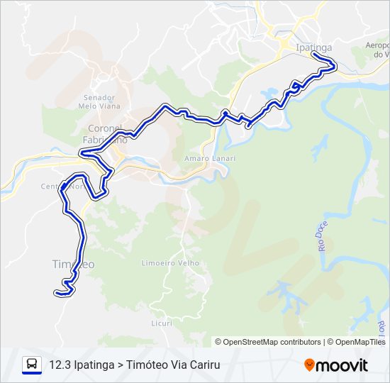 Mapa da linha UNIVALE 3182 de ônibus