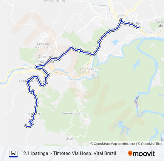 Mapa da linha UNIVALE 3182 de ônibus